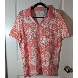 Classic Elements Woman Pink Loral Collard Shirt 16-18W